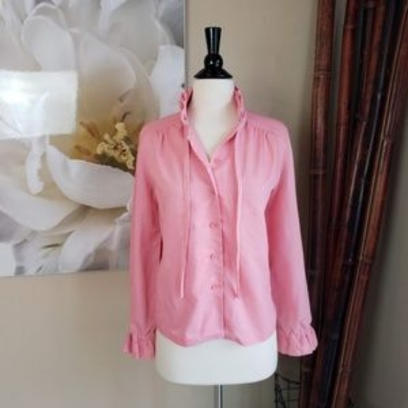 Adorable Retro Pink Ruffle Top ~ Size S/M - Picture 2 of 5